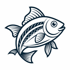 Naklejka premium Ornate Black and White Fish Silhouette Design