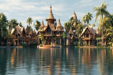 Obraz premium Tropical Palace Lagoon Resort, Sunrise