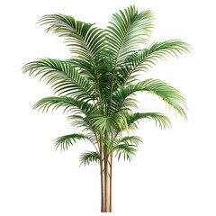 Tall Elegant Palm Tree with Vibrant Green Leaves Against Clean White Background