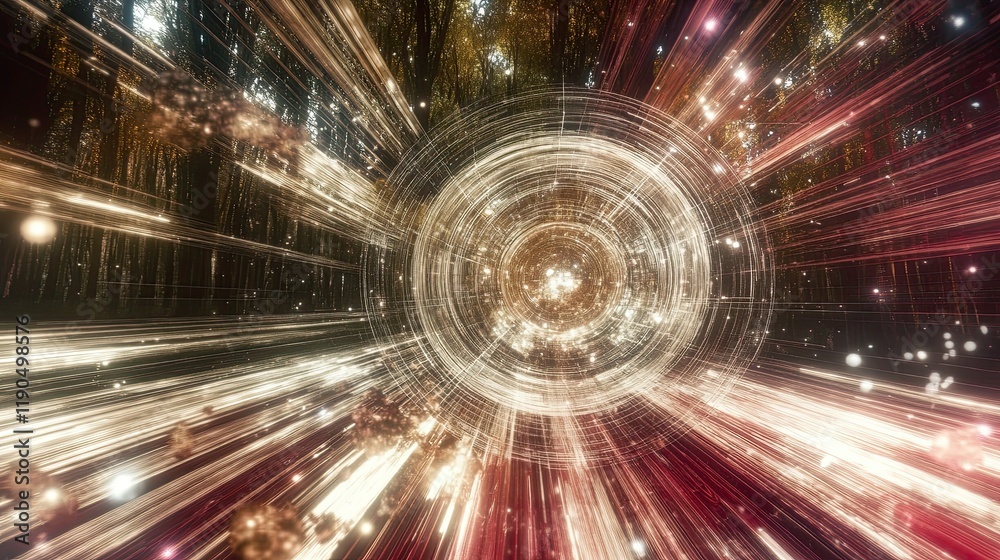 Poster fragmented vision of hyperspace traversing through ethereal landscapes at timeless speed
