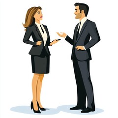 Fototapeta premium 2 people in business attire having a conversation.