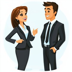 2 people in business attire having a conversation.