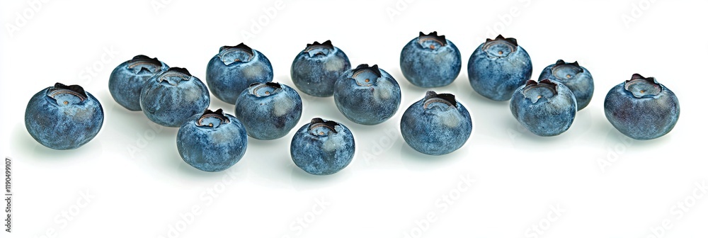 Aufkleber fresh blueberries display on a bright white background showcasing their rich color and texture