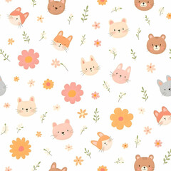 Seamless pattern of cute animal
