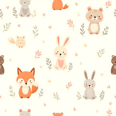 Seamless pattern of cute animal
