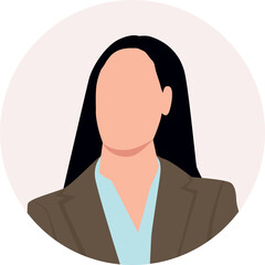 Businesswoman profile avatar in circle frame. User icon, profile picture, web, profile woman. 
