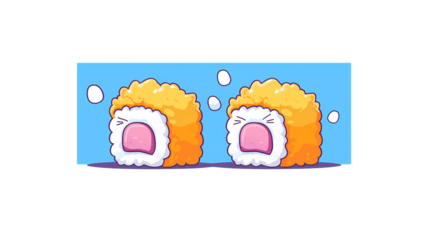 Playful Cartoon Sushi Roll Characters with Fun Expressions