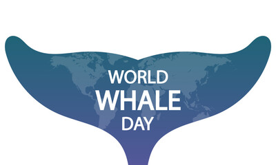 Whales world day tail, vector art illustration.