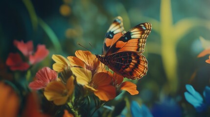 Obraz premium Close-up of butterfly on flower