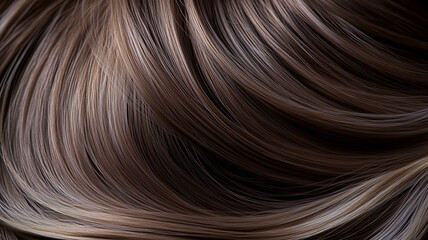 Naklejka premium Beautiful woman with long, straight hair, back view, close-up of the head and shoulders, smooth, shiny texture, light brown color, high resolution. Ai generated