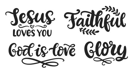 Bible verse psalm quotes set. Christian Lettering