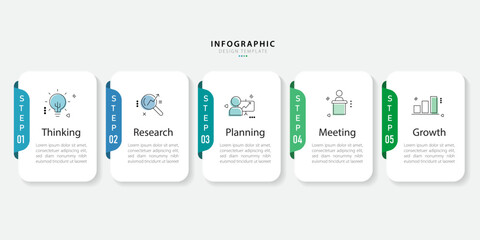 Timeline Creator infographic template. 5 Step timeline journey, calendar Flat simple infographics design template. presentation graph. Business concept with 5 options, gantt vector illustration.