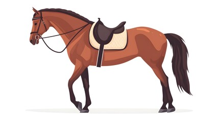 A Chestnut Horse Wearing a Saddle and Bridle