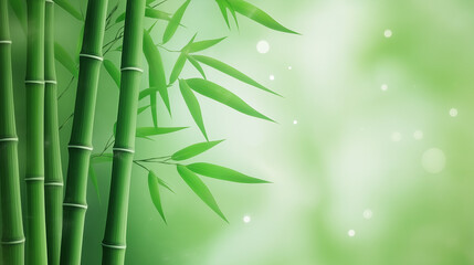 Nature's Harmony Bamboo Stalks and Leaves in a Gentle Glow