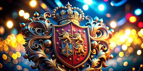 Fototapeta premium Bokeh Lights Background with German Coat of Arms Style Wappen