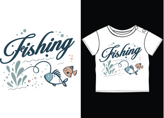 Fishing typography t shirt design with vector