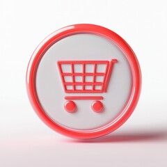 Red shop now button for online shop with white background