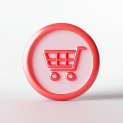 Red shop now button for online shop with white background
