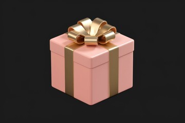 Fototapeta premium A pink gift box with a gold ribbon, symbolizing celebration and presents.