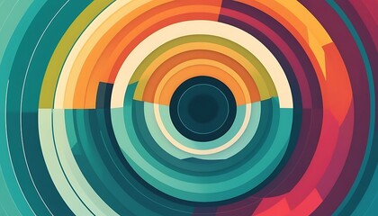 Abstract Concentric Circles Colorful Design Pattern