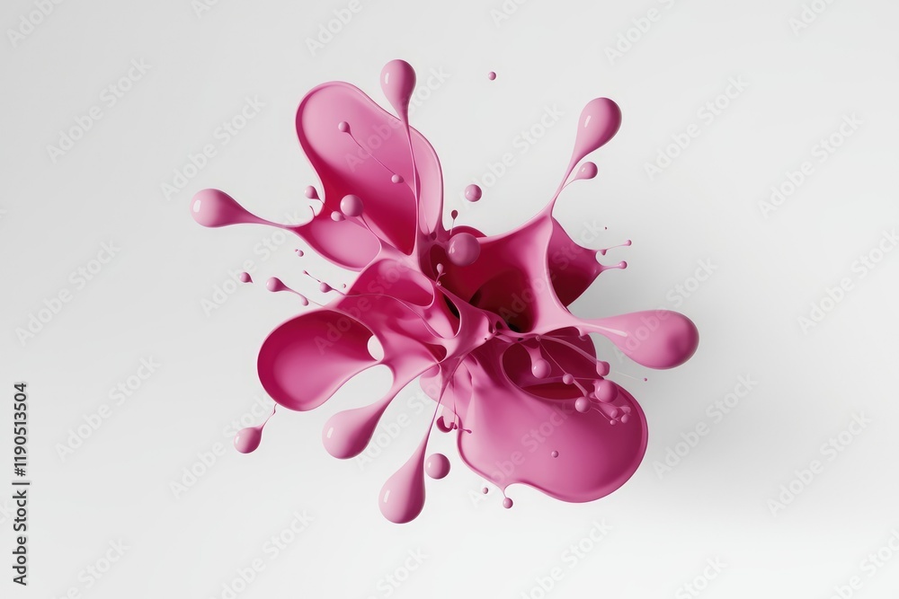 Aufkleber Pink paint explodes in a dynamic splash, creating an abstract, vibrant artwork.