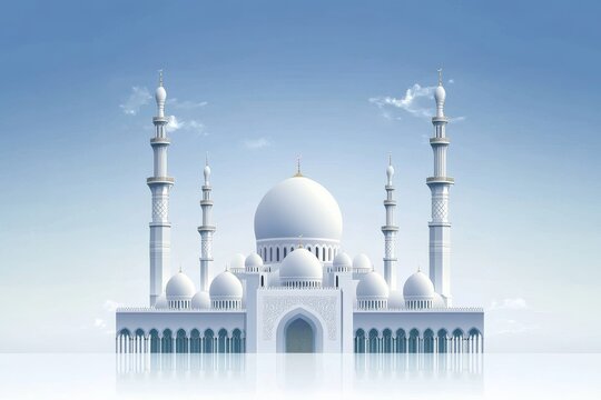 A white majestic mosque wallpaper Background. Generate Ai