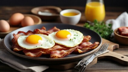 fried eggs and bacon