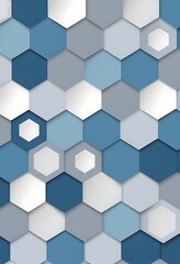 Abstract Hexagon Pattern in Shades of Blue and White