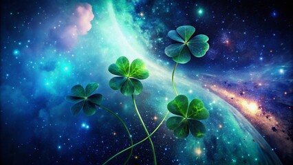 Celestial Clover: Long Exposure Irish Design with Starry Night Sky
