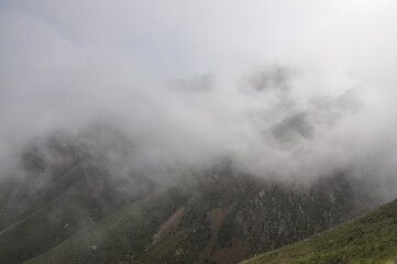 Foggy and cloudy view at the mountain