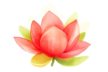 Fototapeta premium A delicate pink lotus flower with soft petals and green leaves, symbolizing beauty and tranquility.