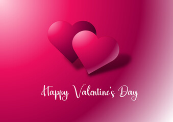 Deux cœurs roses sur fond dégradé avec texte 