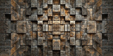 3D wall of bricks symmetrical
