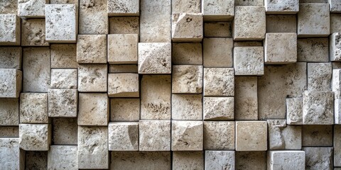 3D wall of white bricks