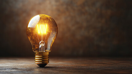 A vibrant light bulb illuminates a rustic scene, symbolizing innovation or a bright idea