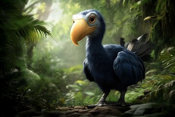 Obraz premium Dodo Bird in Dense Tropical Forest Habitat.