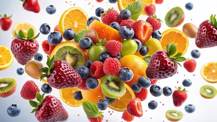 Colorful Fruit Salad Explosion: Vibrant Summer Food Photography