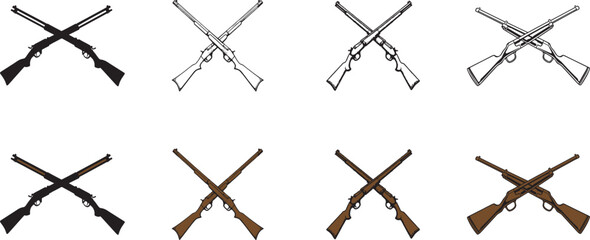 Hand drawn line art shotgun weapon sketch vector illustration set collection © Creative Juel 