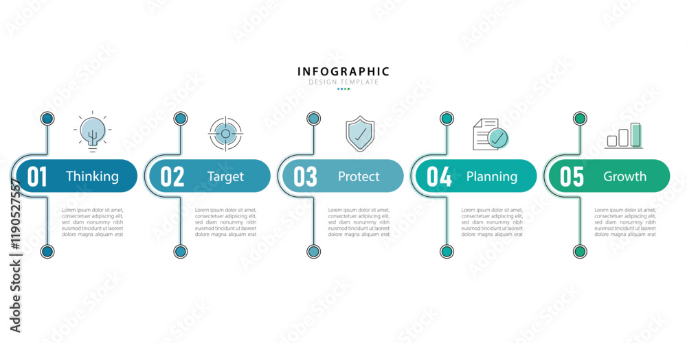 Fototapete timeline creator infographic template. 5 step timeline journey, calendar flat simple infographics de