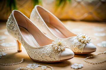Obraz premium Comfortable Bridal Flats: Stylish Casual Wedding Shoes for the Modern Bride