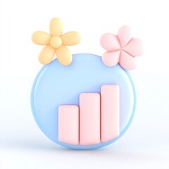 Fototapeta premium Colorful graphic of a growth chart with flowers on a blue background.