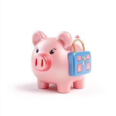Obraz premium Piggy bank with a blue briefcase, representing savings and finance.