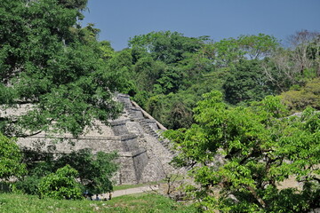 Temple du Soleil. Pyramide Azteque . Palenque. Mexique.
