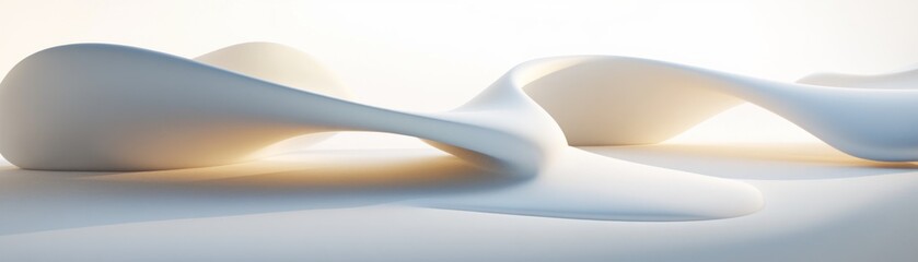 Elegant Abstract White Sculptures in a Serene Minimalist Setting for Modern Art