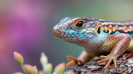 Naklejka premium Exotic Lizard Macro Shot with Vivid Patterns and Colors