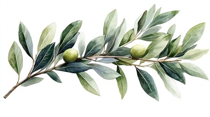 An olive branch is isolated on a transparent background, symbolizing peace