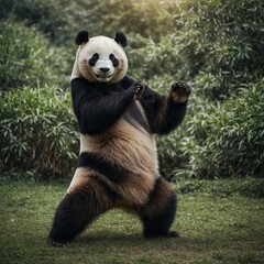 A panda doing a kung fu pose.