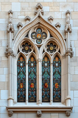 Obraz premium A closeup Image of a Gothic Window. Intricate details. Created with Generative AI technology