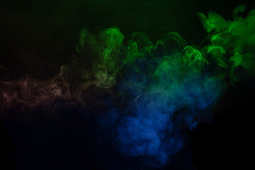 Blue and pink steam on a black background.