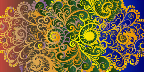 Openwork background of lace shapes. Colored lace pattern. Vector illustration